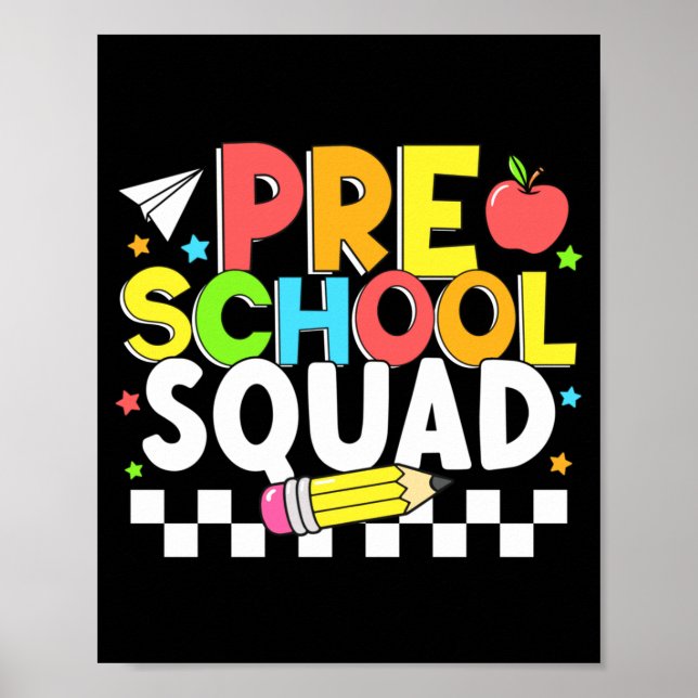 Affiche Équipe de maternelle premier jour d'école heureux  (Devant)