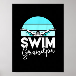 Affiche Équipe de natation Grand-père Papa nage Rencontrer