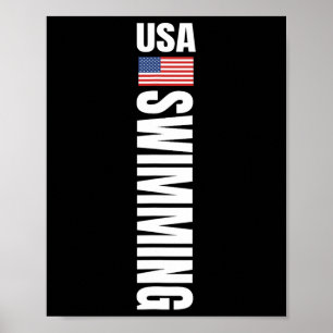 Affiche Équipe de natation Usa Swimming drapeau américain