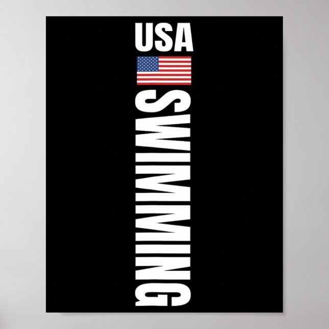 Affiche Équipe de natation Usa Swimming drapeau américain  (Devant)