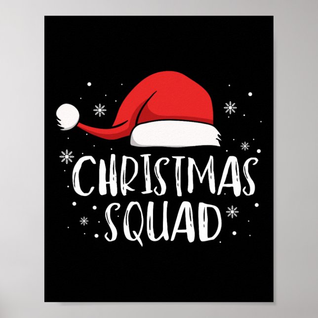 Affiche Équipe de Noël Chapeau de Père Noël Rouge Clair Fa (Devant)