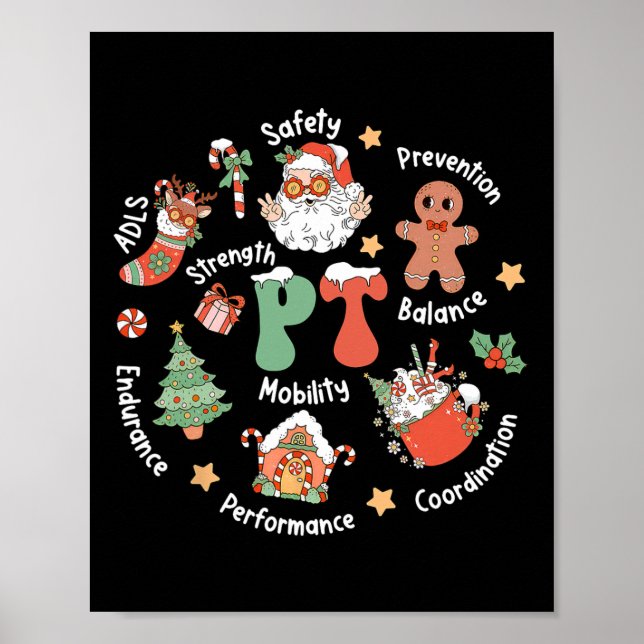 Affiche Équipe de Noël de kinésithérapie Pt kinésithérapie (Devant)