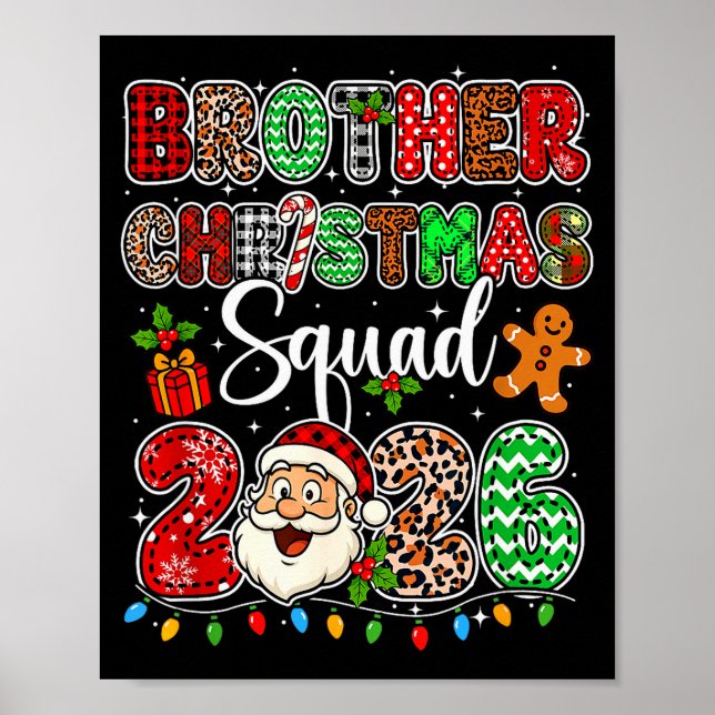 Affiche Équipe de Noël frère 2026 Léopard drôle de Père No (Devant)
