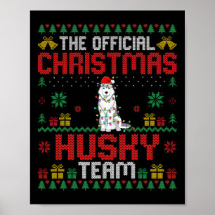 Affiche Équipe de Noël Husky - Husky portant le chapeau de