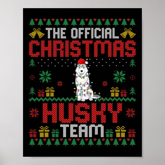 Affiche Équipe de Noël Husky - Husky portant le chapeau de (Devant)