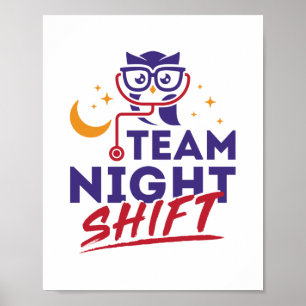 Affiche Équipe de nuit Shift Hospital Doctor Nurse Staff