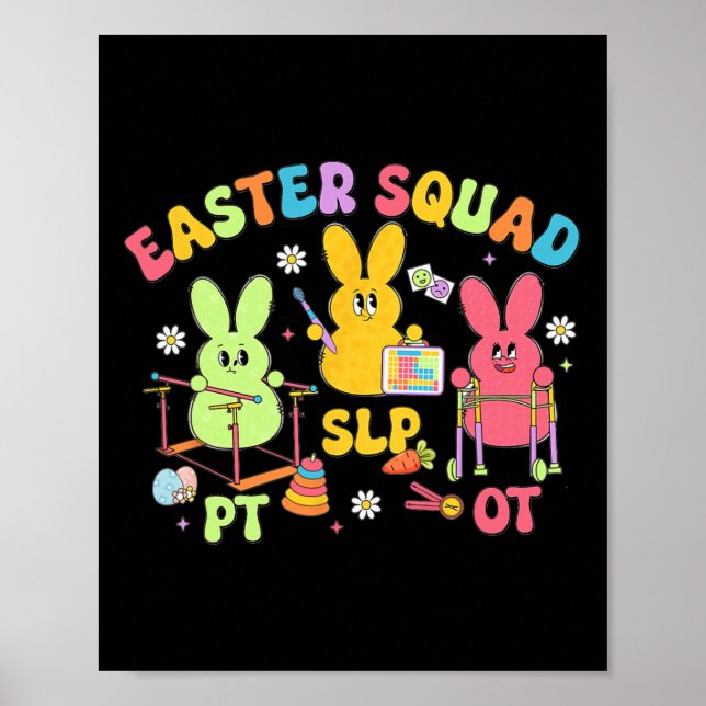 Affiche Équipe de Pâques Thérapie Slp Ot Pt Lapin Kinésith (Devant)