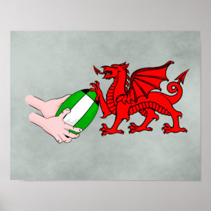 Affiche Équipe De Pays De Galles De Rugby Dragon