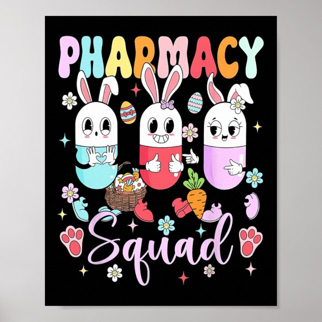 Affiche Équipe de pharmacie de Pâques Pilules Pharmacien C (Devant)