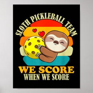 Affiche Équipe de pickleball de paresseux sports amour drô