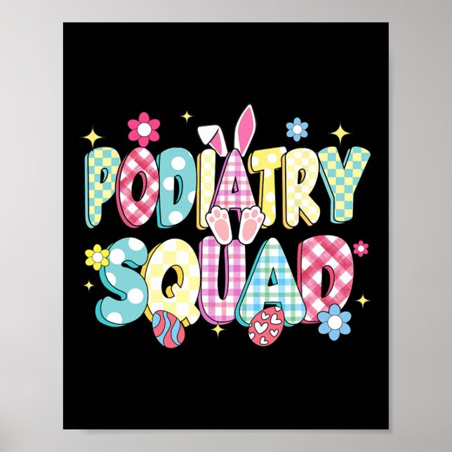 Affiche Équipe de podologie rétro groovy lapin oreille drô (Devant)