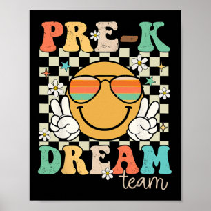 Affiche Équipe de pré-maternelle Professeur de rêve Rétro