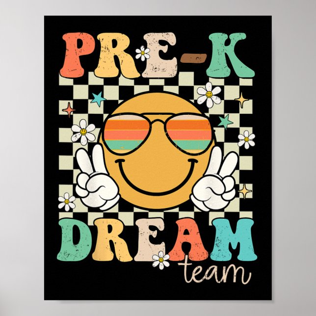 Affiche Équipe de pré-maternelle Professeur de rêve Rétro  (Devant)