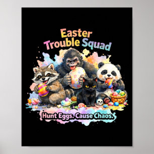 Affiche Équipe de problèmes de Pâques chasse aux œufs de P