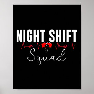 Affiche Équipe de quart de nuit Shift Shift Night Shift Nu