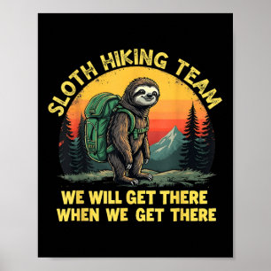 Affiche Équipe de randonnée de paresseux drôle aventure na