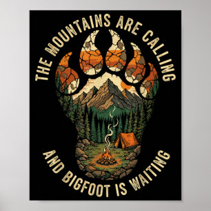 Affiche Équipe de randonnée Funny Bigfoot Sasquatch Camng