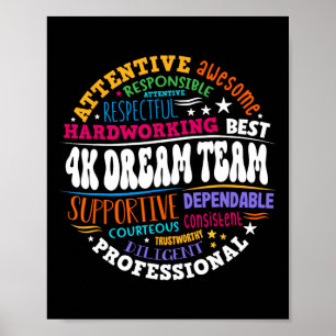 Affiche Équipe de rêve 4k super Enseignant maternelle mate