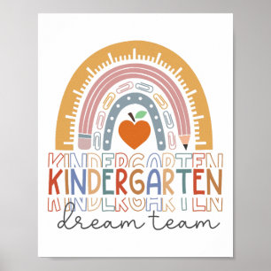 Affiche Équipe de rêve de maternelle Arc-en-ciel Bienvenue