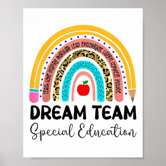 Affiche Équipe de rêve Éducation spéciale Boho Rainbow Léo (Devant)