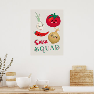 Affiche Équipe de salsa mignonne Illustration de légume