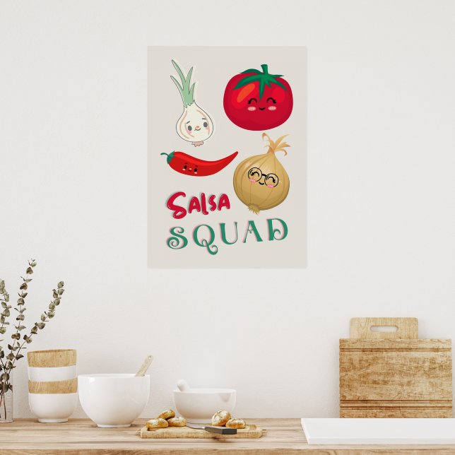 Affiche Équipe de salsa mignonne Illustration de légume (Cuisine)