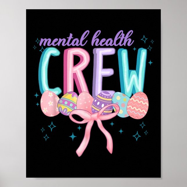 Affiche Équipe de santé mentale de Pâques Coquette Bow Œuf (Devant)