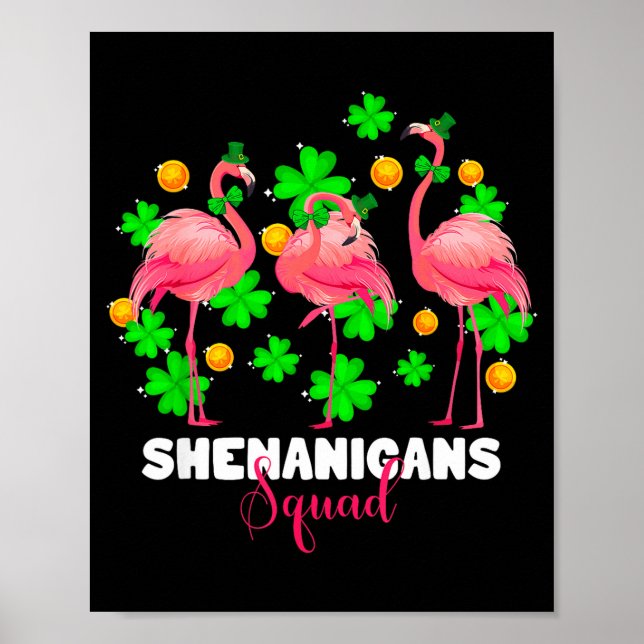 Affiche équipe de shenanigans de la Saint-Patrick flamant  (Devant)