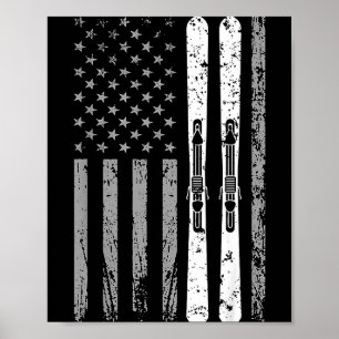 Affiche Équipe de ski de descente 4 juillet drapeau améric