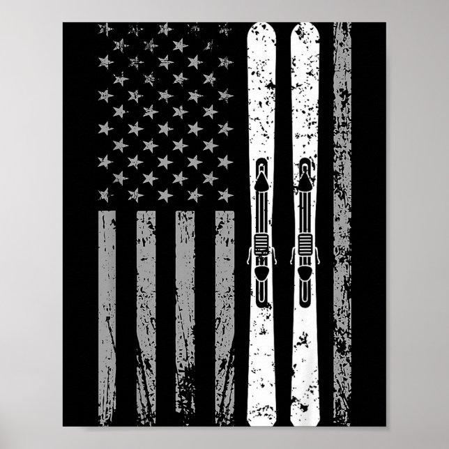Affiche Équipe de ski de descente 4 juillet drapeau améric (Devant)