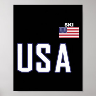 Affiche Équipe de ski du drapeau américain Équipement de s