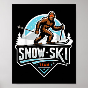 Affiche Équipe de ski sur neige Sasquatch Dessin animé Big