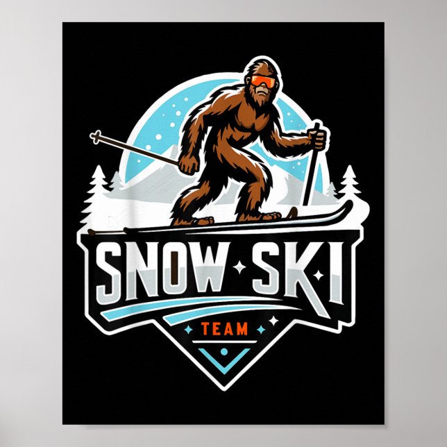Affiche Équipe de ski sur neige Sasquatch Dessin animé Big (Devant)
