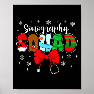 Affiche Équipe de sonographie Arc Stéthoscope Père Noël Mi