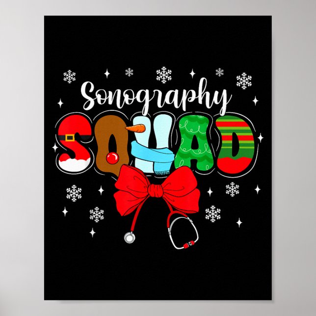 Affiche Équipe de sonographie Arc Stéthoscope Père Noël Mi (Devant)