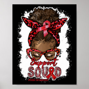 Affiche Équipe de soutien des femmes Afro Messy Bun Leopar