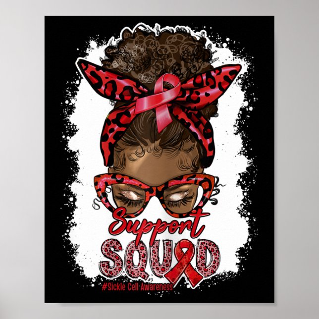 Affiche Équipe de soutien des femmes Afro Messy Bun Leopar (Devant)
