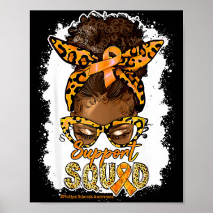 Affiche Équipe de soutien féminin Afro Bun Messy Léopard M