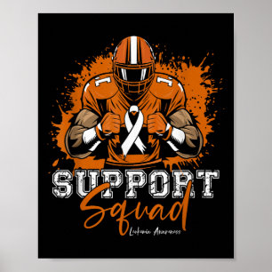 Affiche Équipe de soutien Football Orange Ribbon Leukemia 