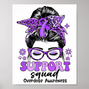 Affiche Équipe de soutien groovy messy bun femmes alerte s
