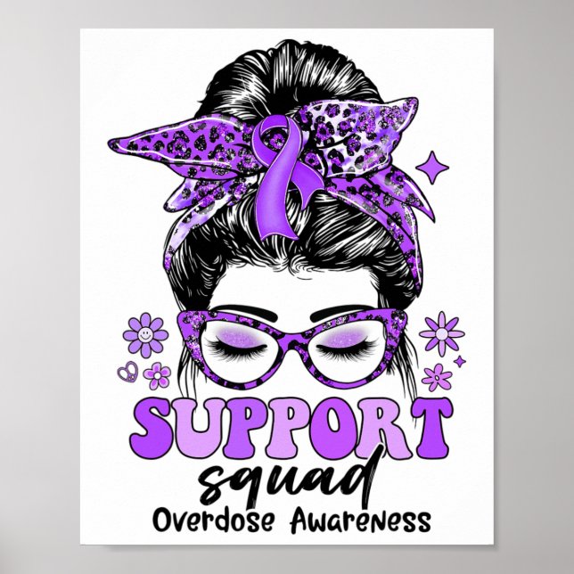 Affiche Équipe de soutien groovy messy bun femmes alerte s (Devant)