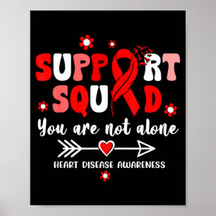 Affiche Équipe de soutien Groovy Ruban Rouge Maladie Cardi