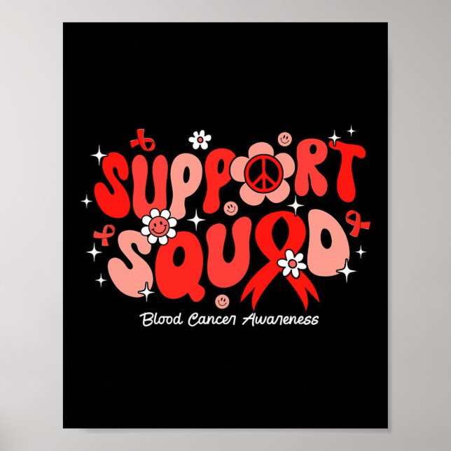 Affiche Équipe de soutien Groovy Ruban rouge sensibilisati (Devant)