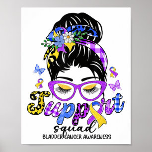 Affiche Équipe de soutien Messy Bun Leopard Vessie Cancer