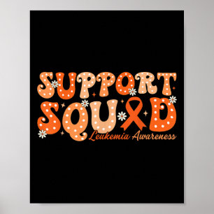 Affiche Équipe de soutien Orange Ruban Leucémie Cancer du