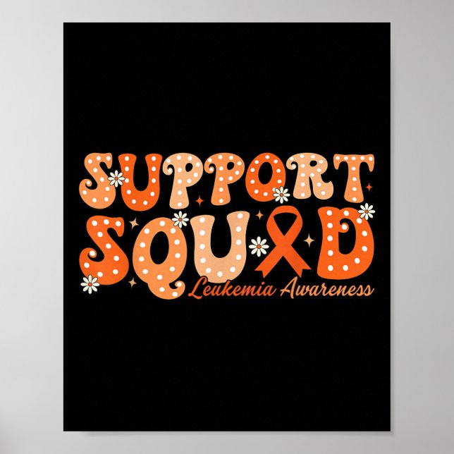 Affiche Équipe de soutien Orange Ruban Leucémie Cancer du  (Devant)