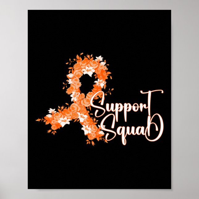 Affiche Équipe de soutien Orange Ruban Leucémie Cancer du  (Devant)