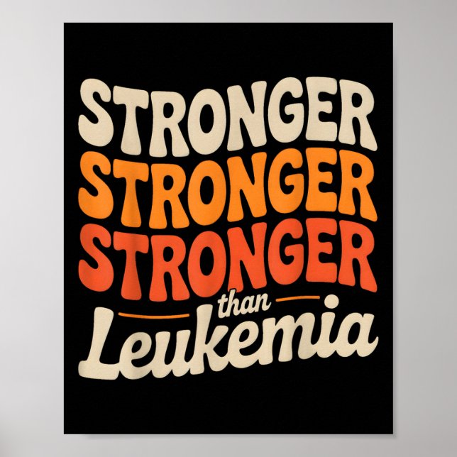 Affiche Équipe de soutien Orange Ruban Leucémie Cancer du  (Devant)