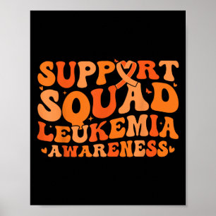 Affiche Équipe de soutien Orange Ruban Leucémie Cancer du