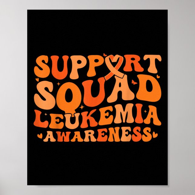 Affiche Équipe de soutien Orange Ruban Leucémie Cancer du  (Devant)